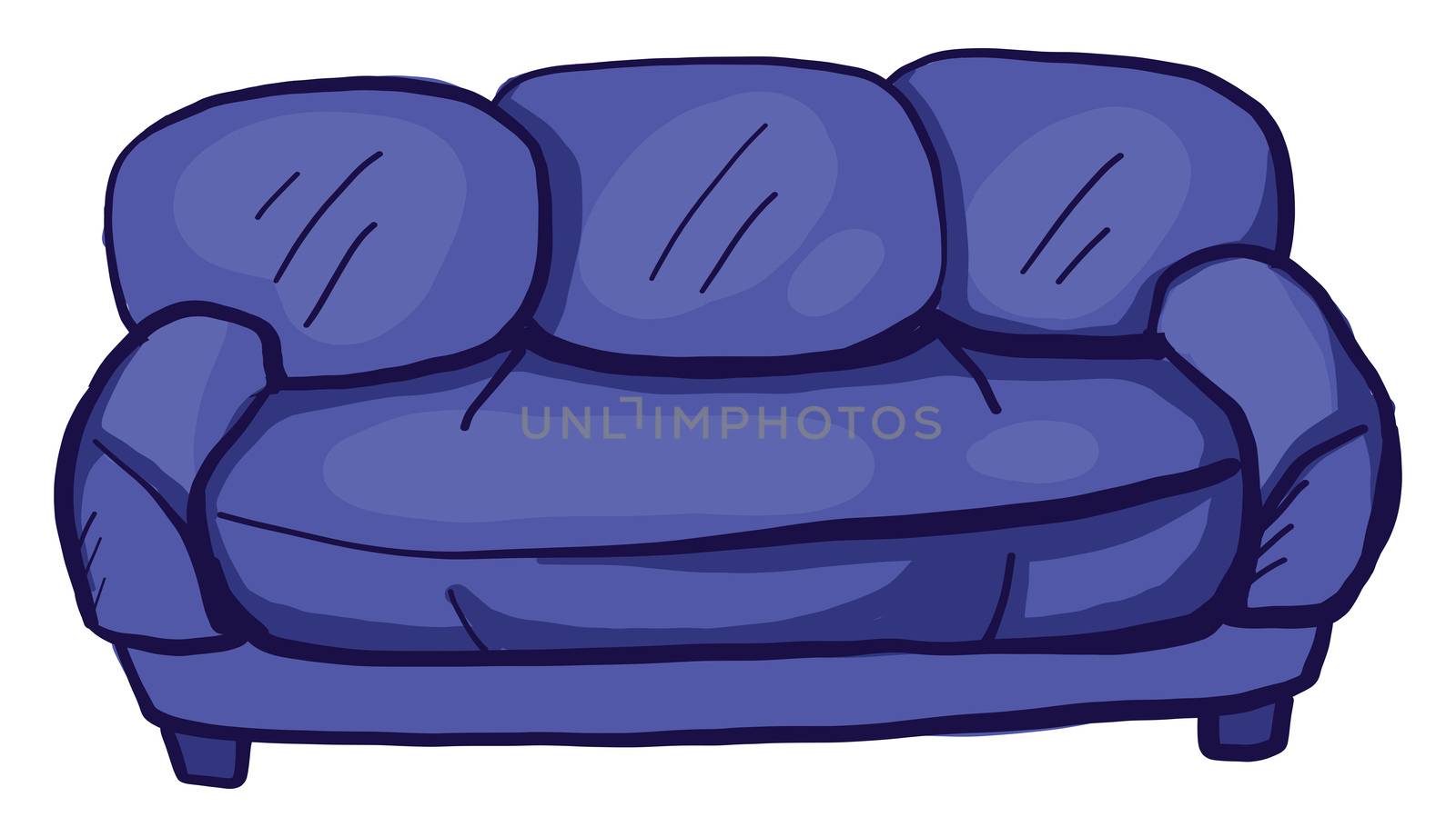 Purple couch , illustration, vector on white background by Morphart