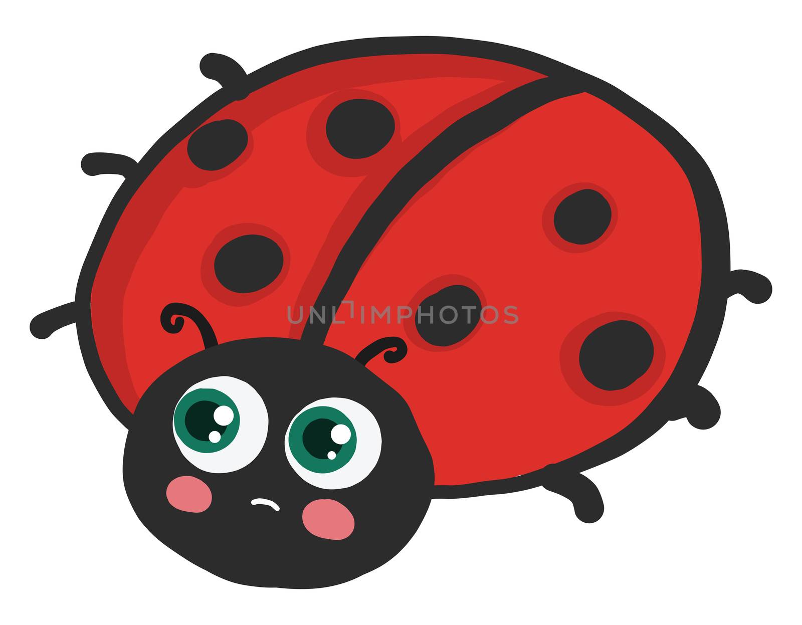 Sad ladybug , illustration, vector on white background by Morphart