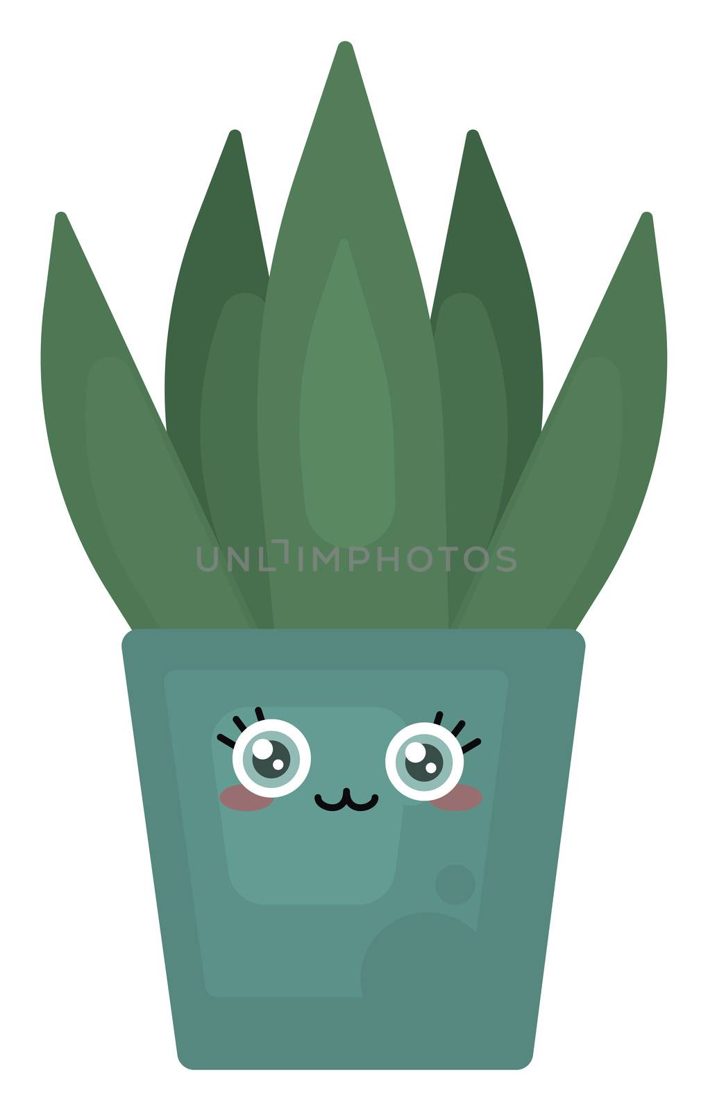 Happy plant in pot , illustration, vector on white background