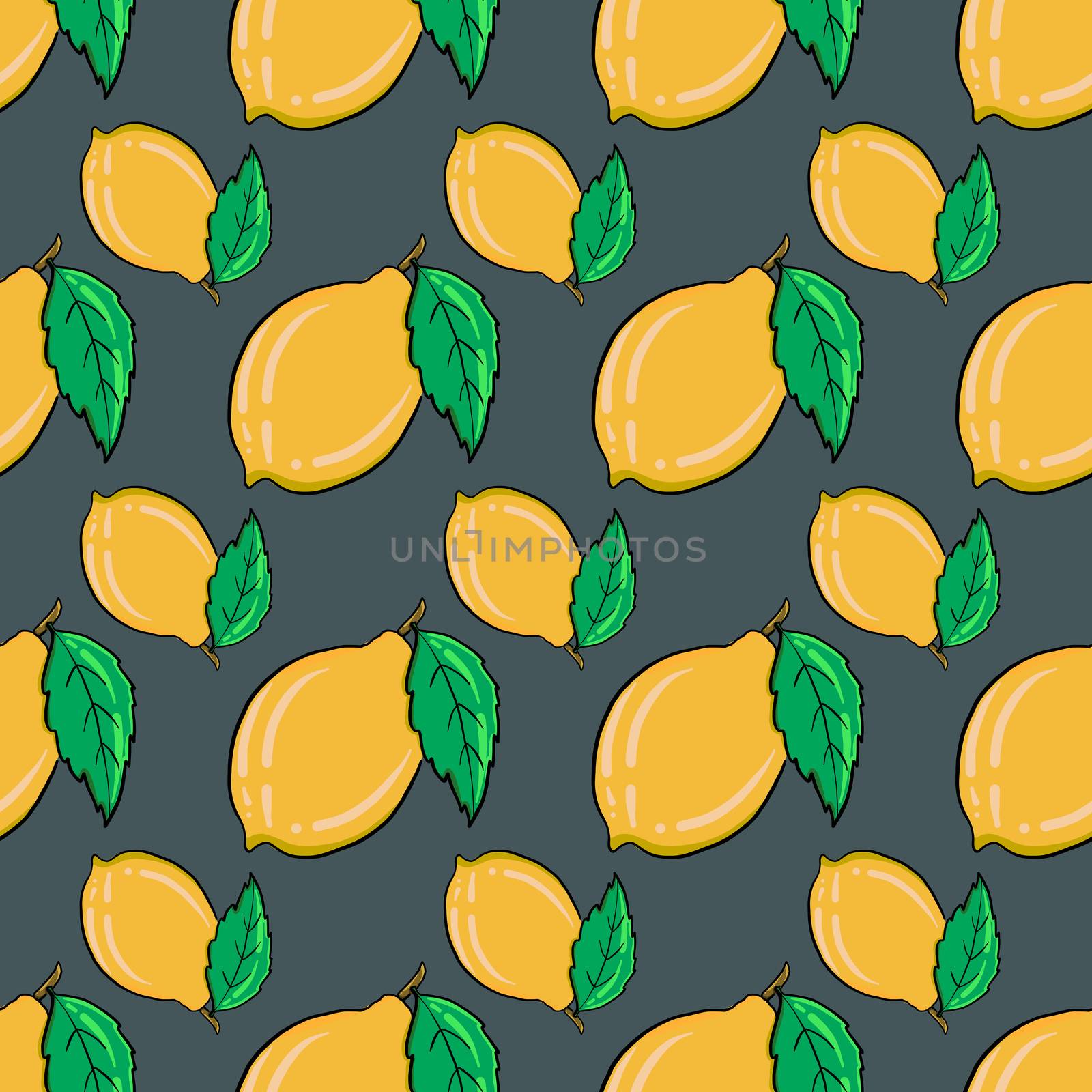 Lemons pattern , illustration, vector on white background by Morphart