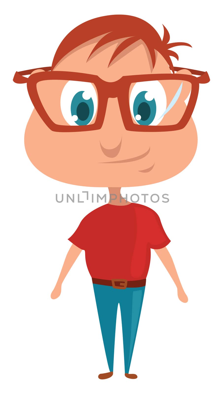 Boy with big glasses , illustration, vector on white background