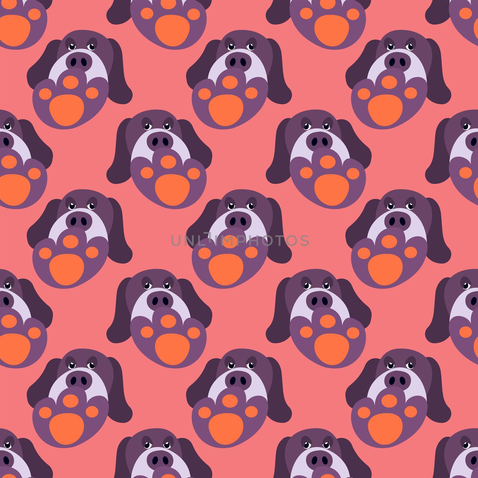 Dog foot pattern , illustration, vector on white background by Morphart