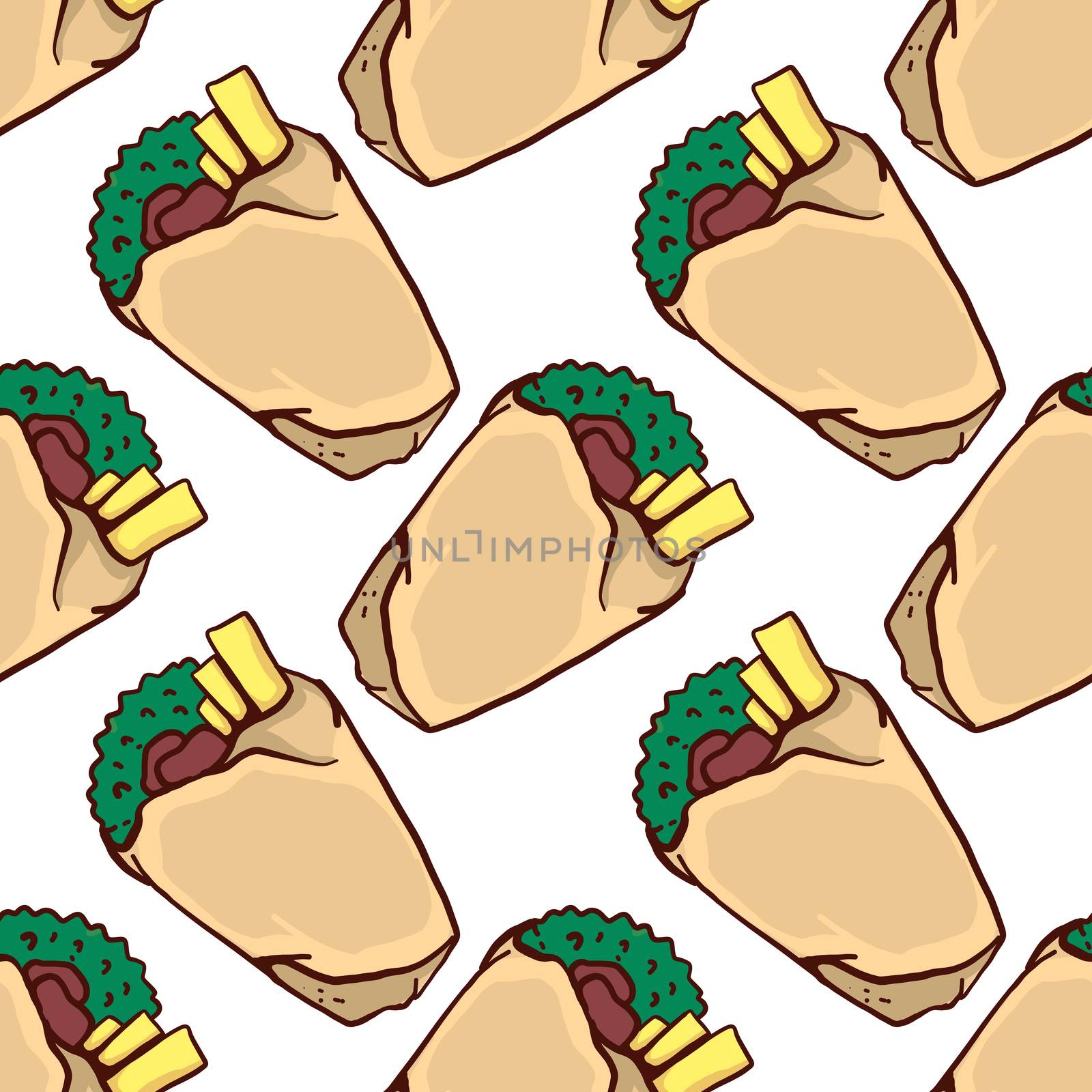 Shawarma pattern , illustration, vector on white background