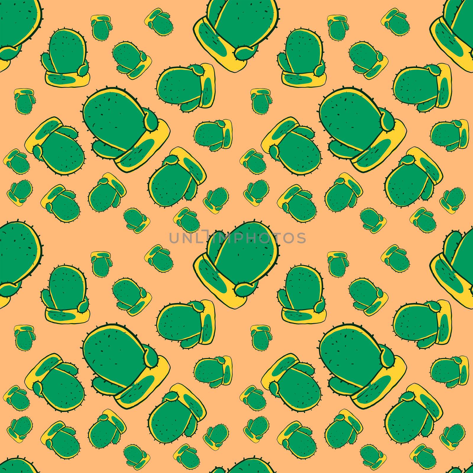 Cactus pattern , illustration, vector on white background by Morphart