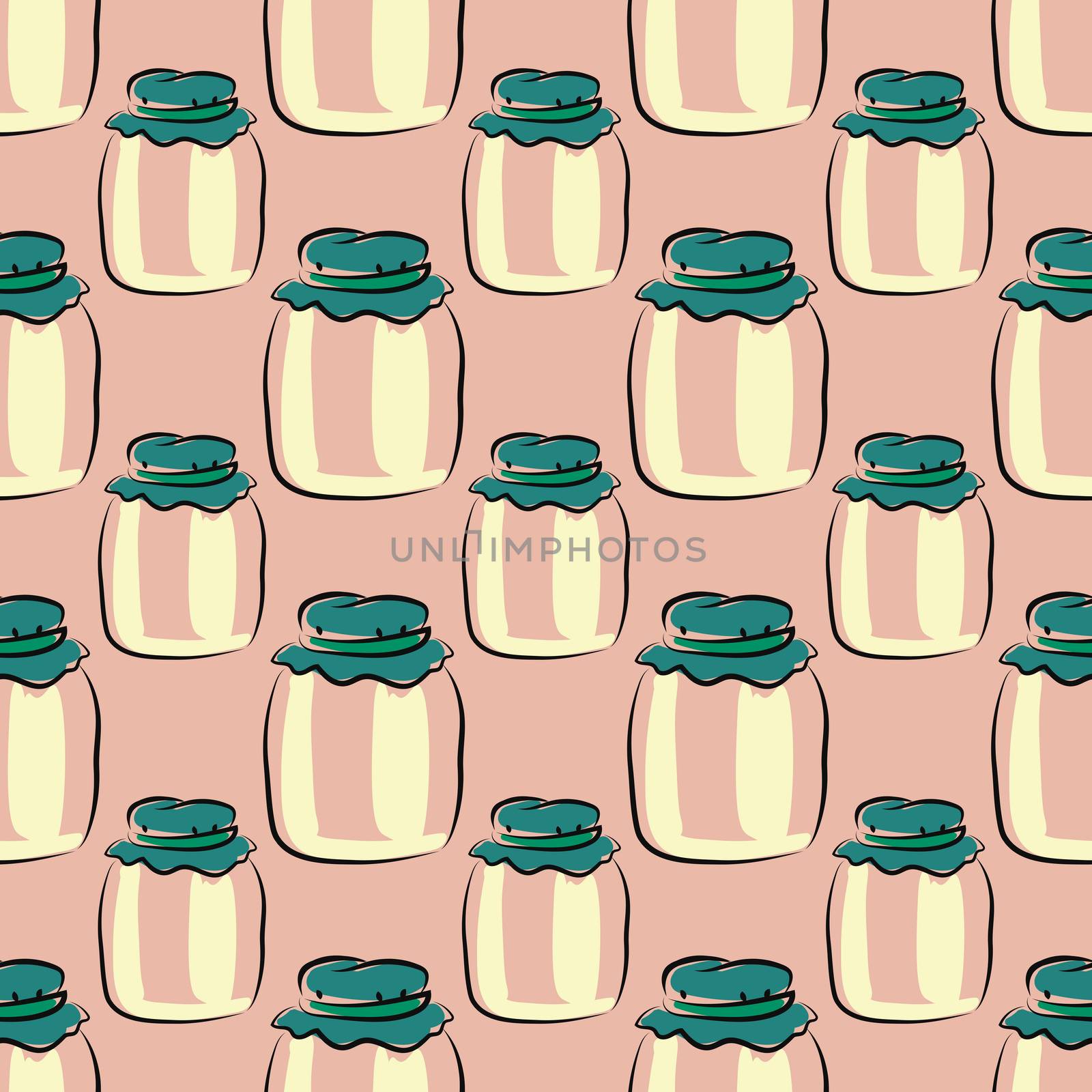 Jars pattern , illustration, vector on white background by Morphart