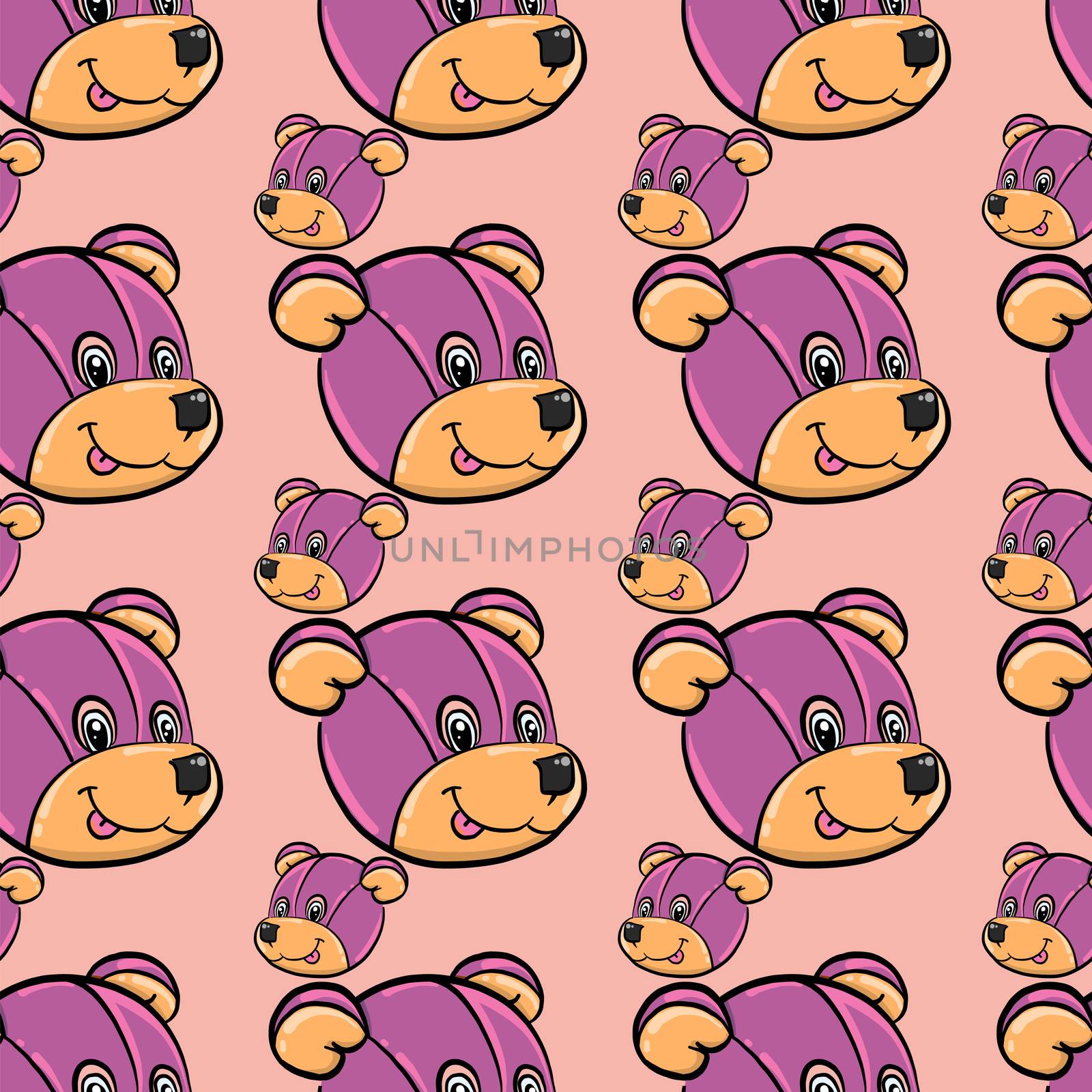 Violet bear pattern , illustration, vector on white background