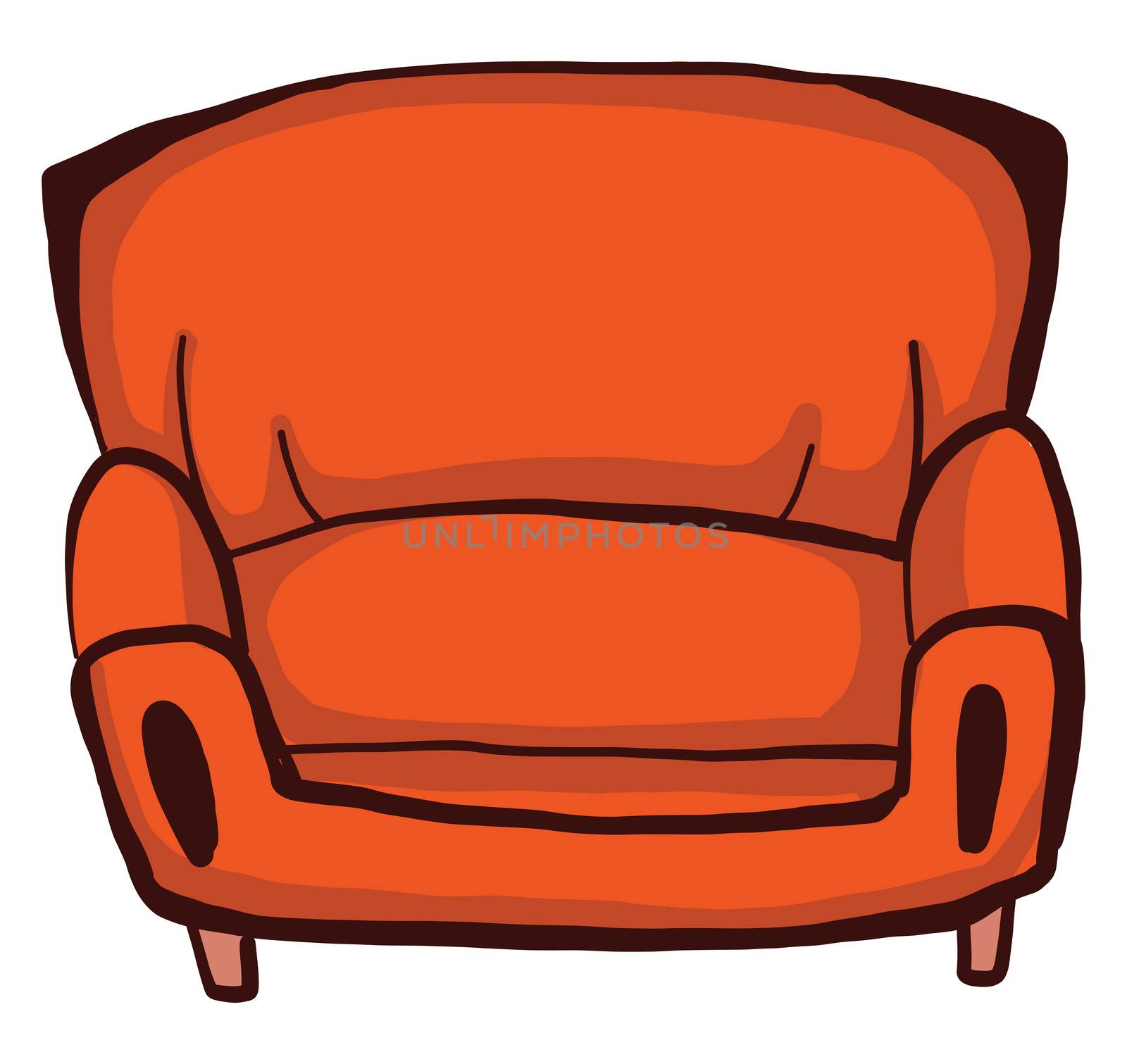 Orange armchair , illustration, vector on white background by Morphart