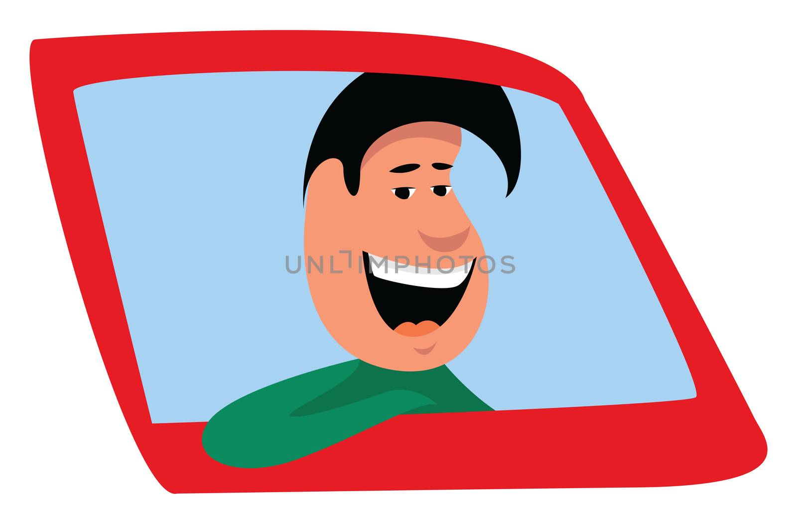 Man in the car , illustration, vector on white background by Morphart
