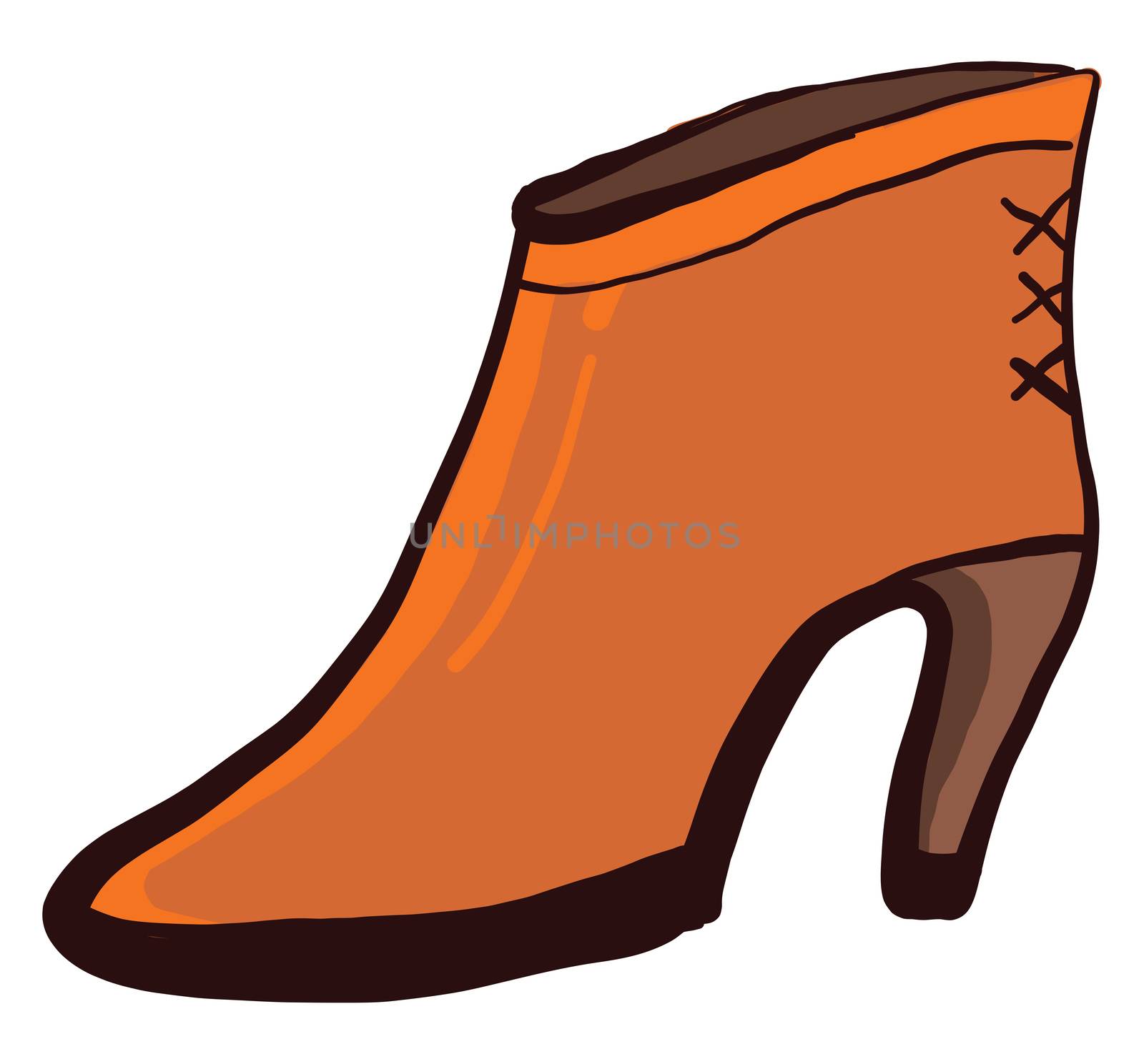 Orange woman shoes , illustration, vector on white background by Morphart