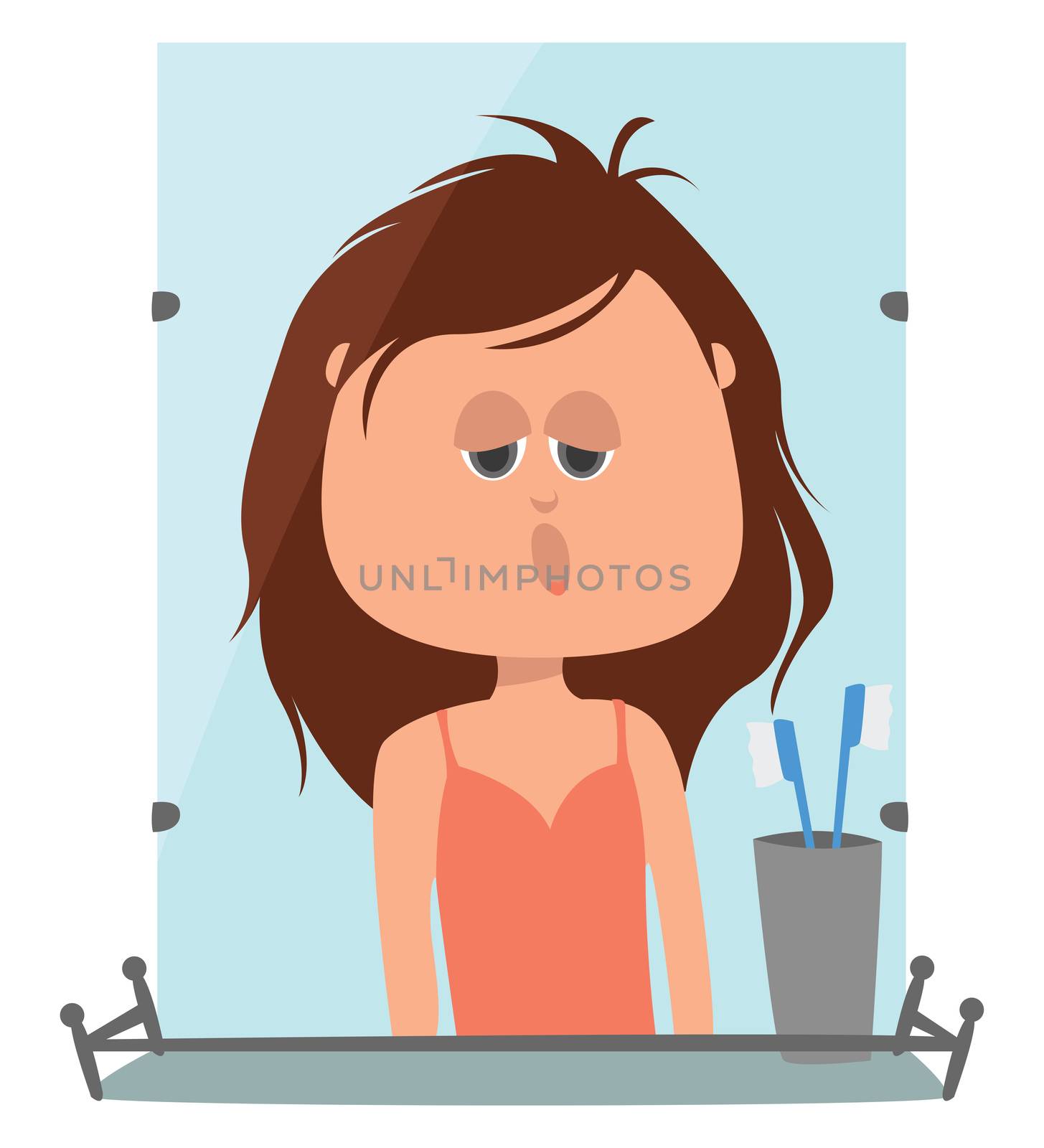 Morning person , illustration, vector on white background