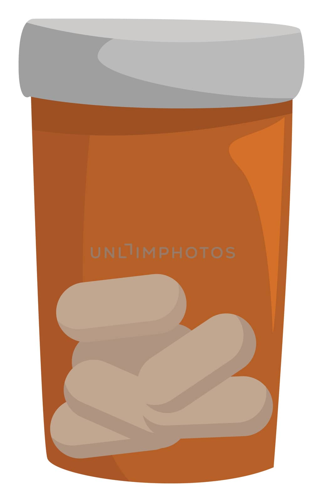 Medicine in plastic bottle , illustration, vector on white backg by Morphart