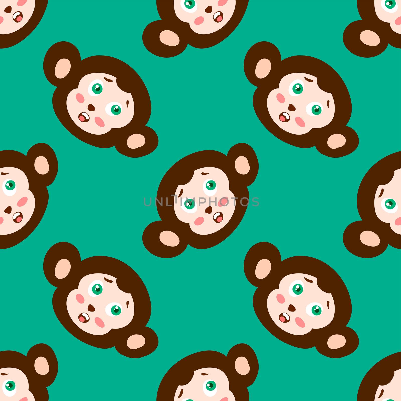 Monkeys pattern , illustration, vector on white background by Morphart
