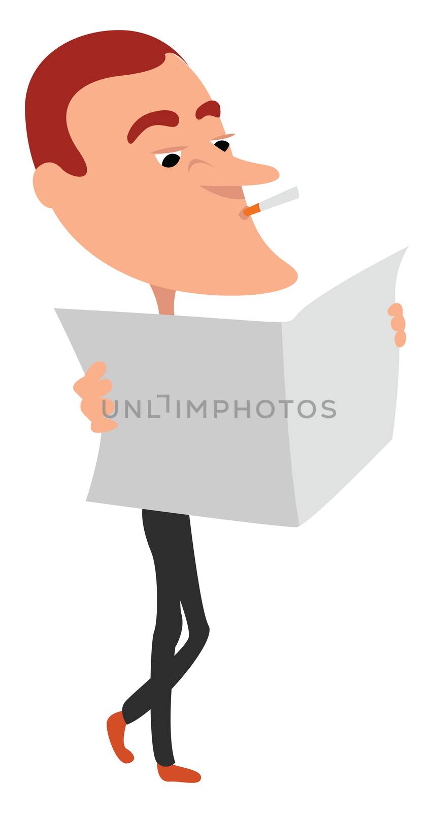 Man reading newspaper , illustration, vector on white background