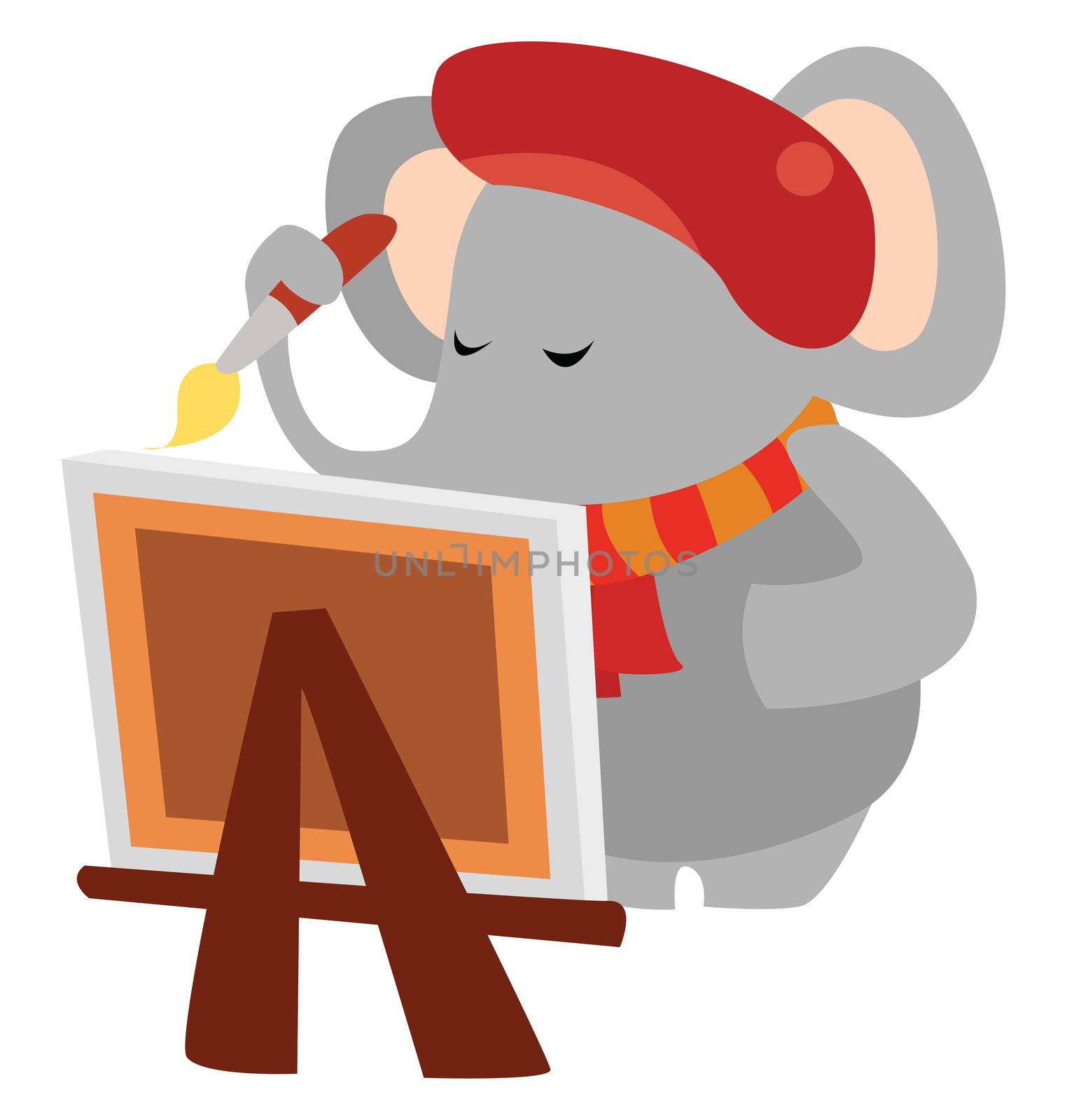 Elephant paint , illustration, vector on white background