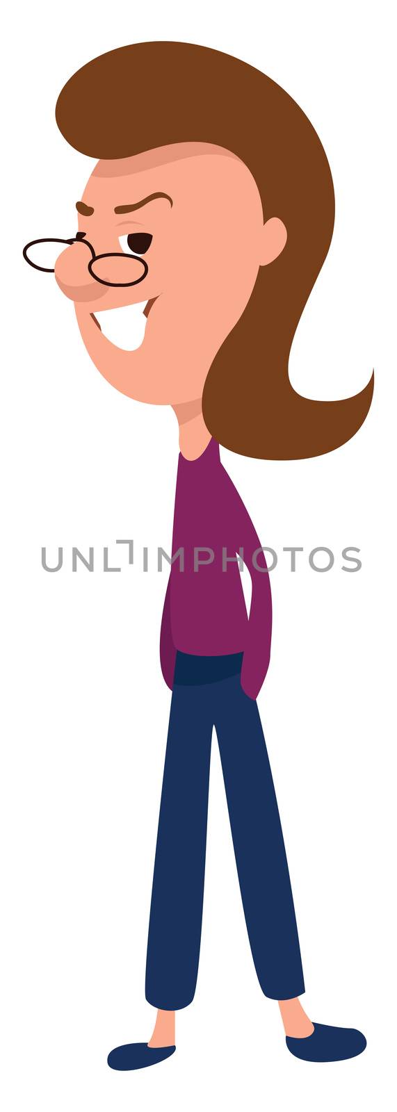 Man with optical glasses , illustration, vector on white background