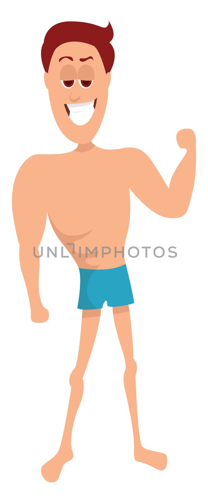 Man on the beach , illustration, vector on white background by Morphart