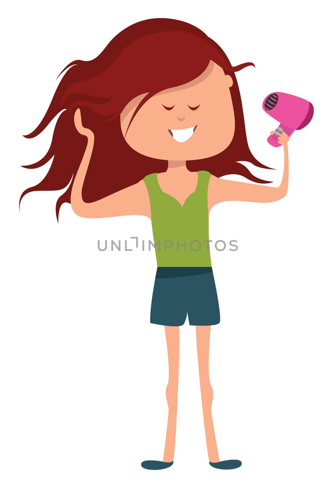 Girl with new hairstyle , illustration, vector on white background