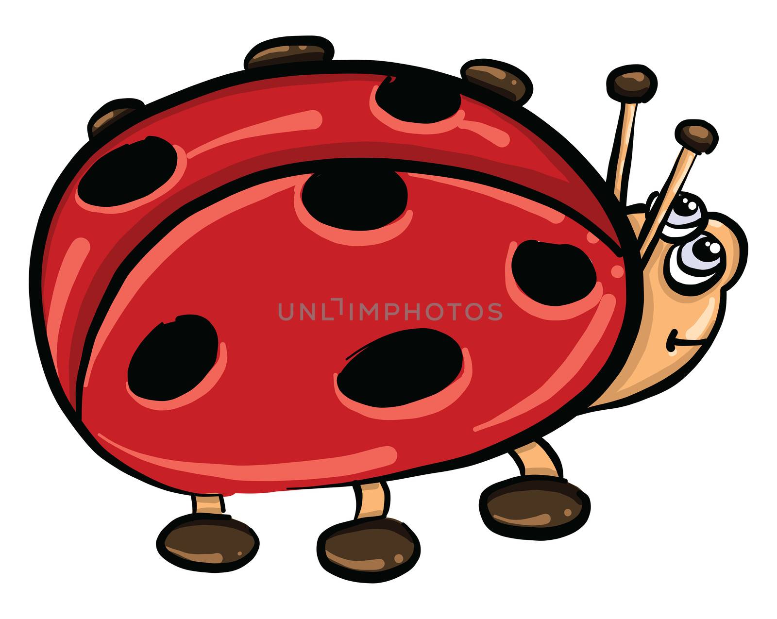 Happy ladybug , illustration, vector on white background