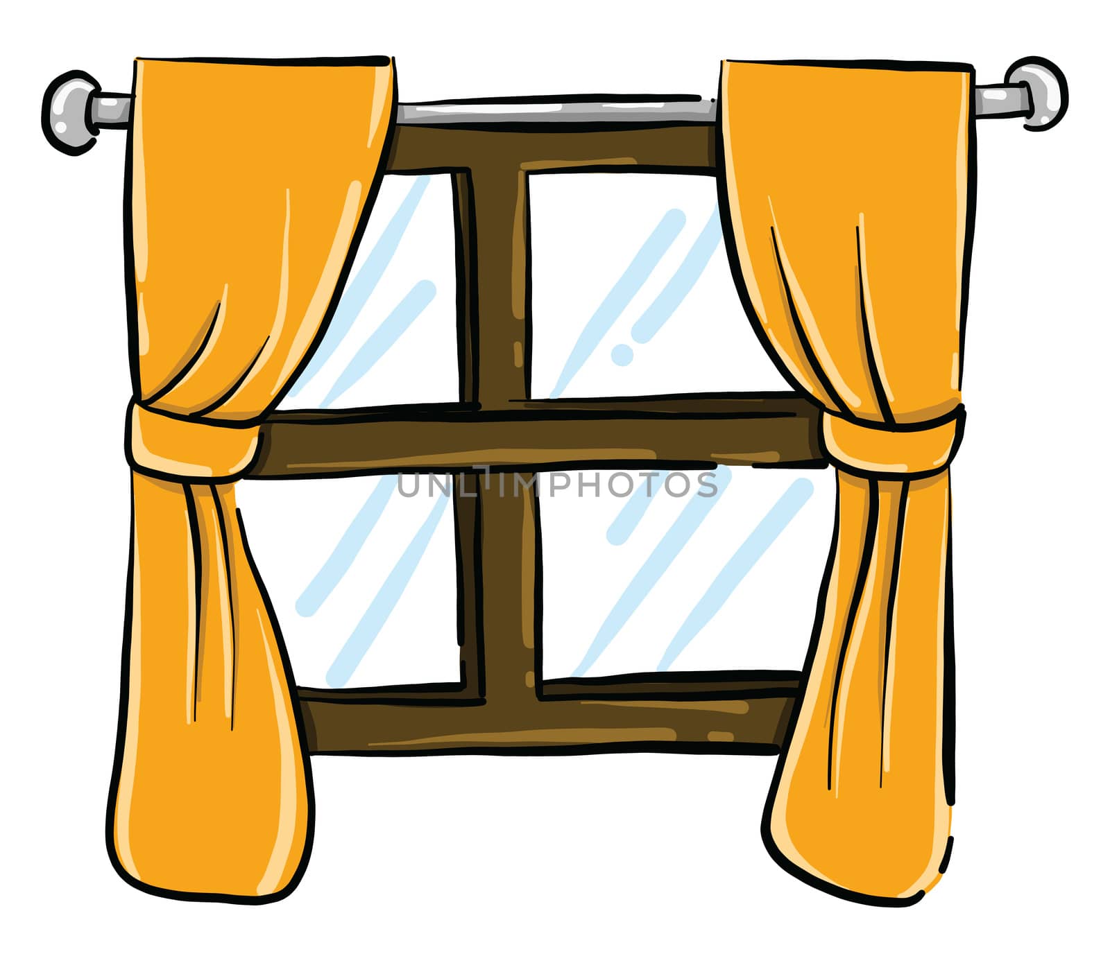 Old window , illustration, vector on white background by Morphart