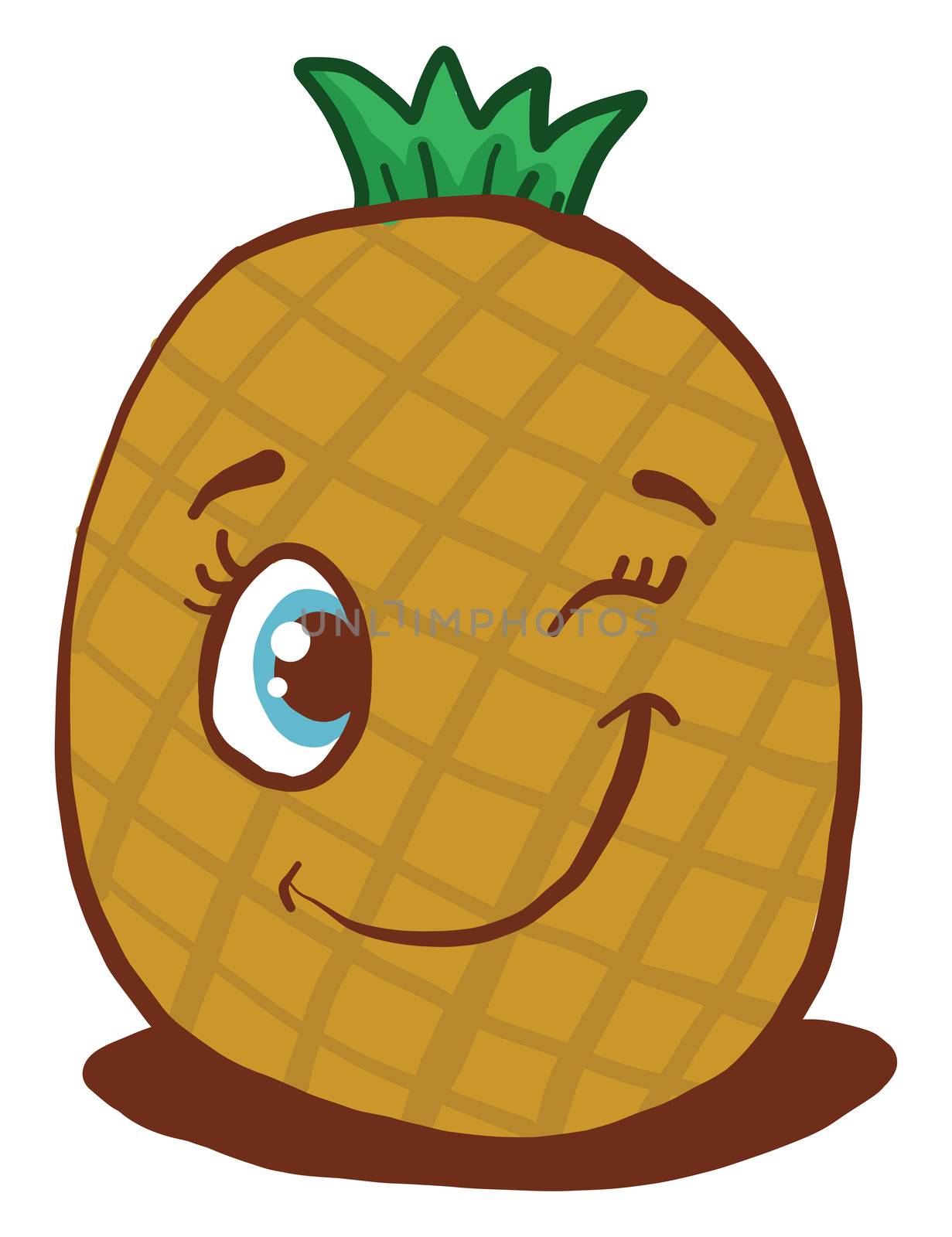 Pineapple winking , illustration, vector on white background