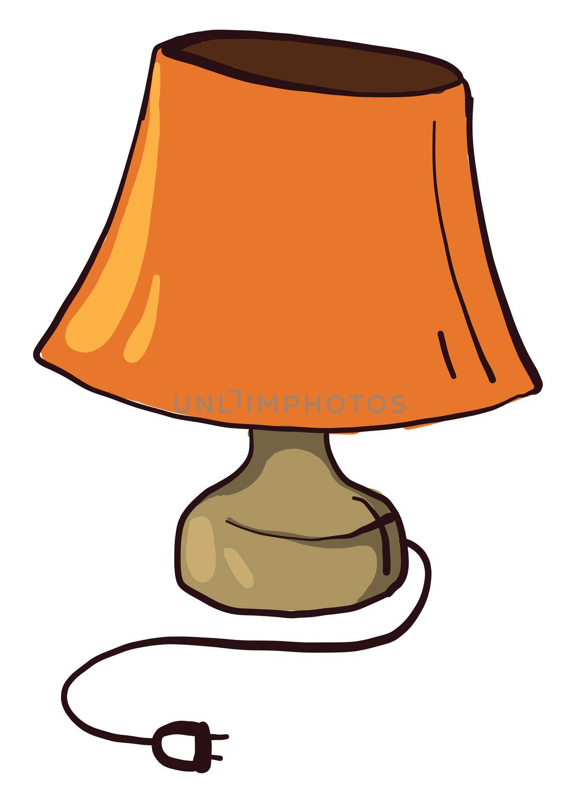 Orange lamp , illustration, vector on white background