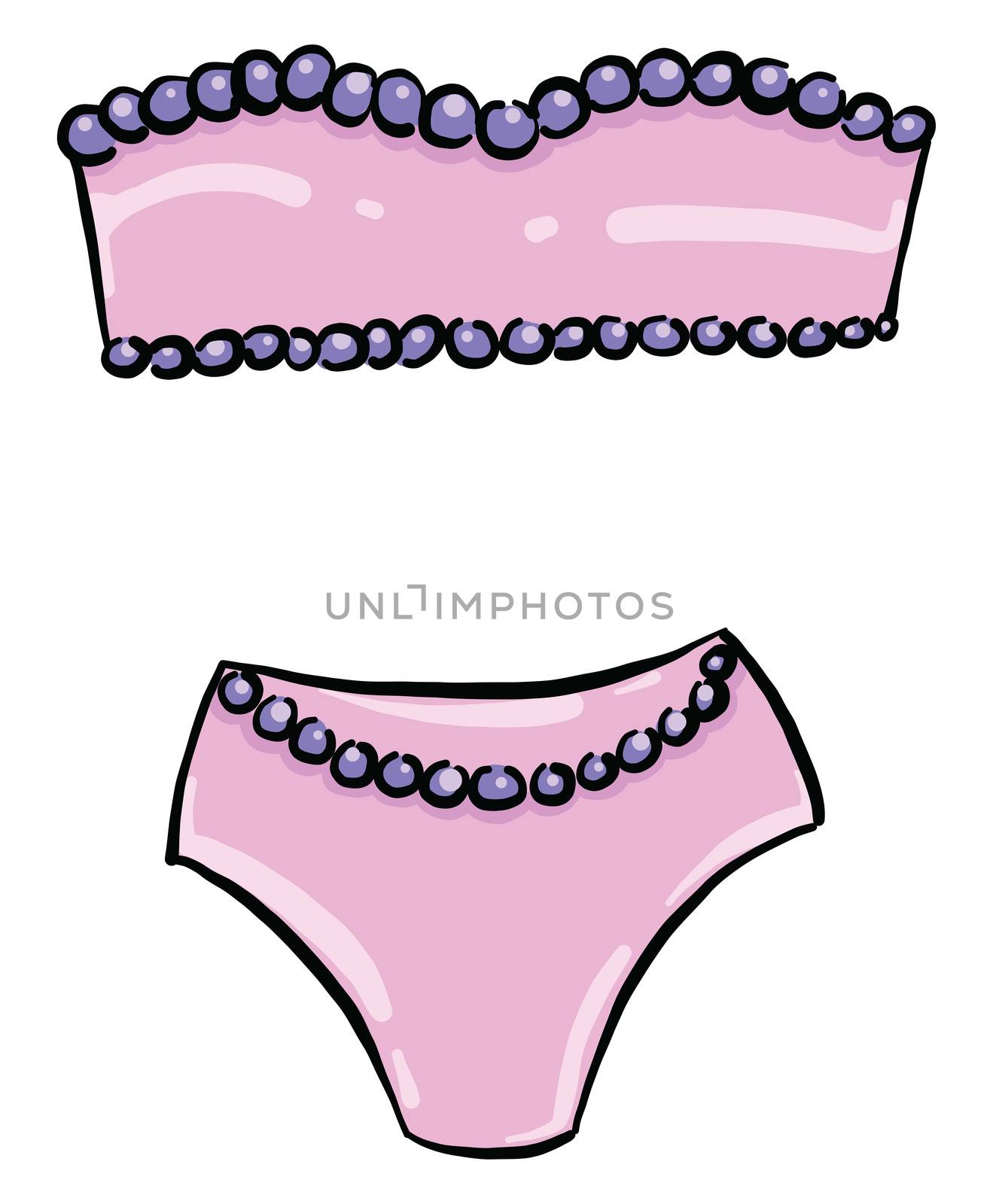 Pink children swimsuit , illustration, vector on white backgroun by Morphart
