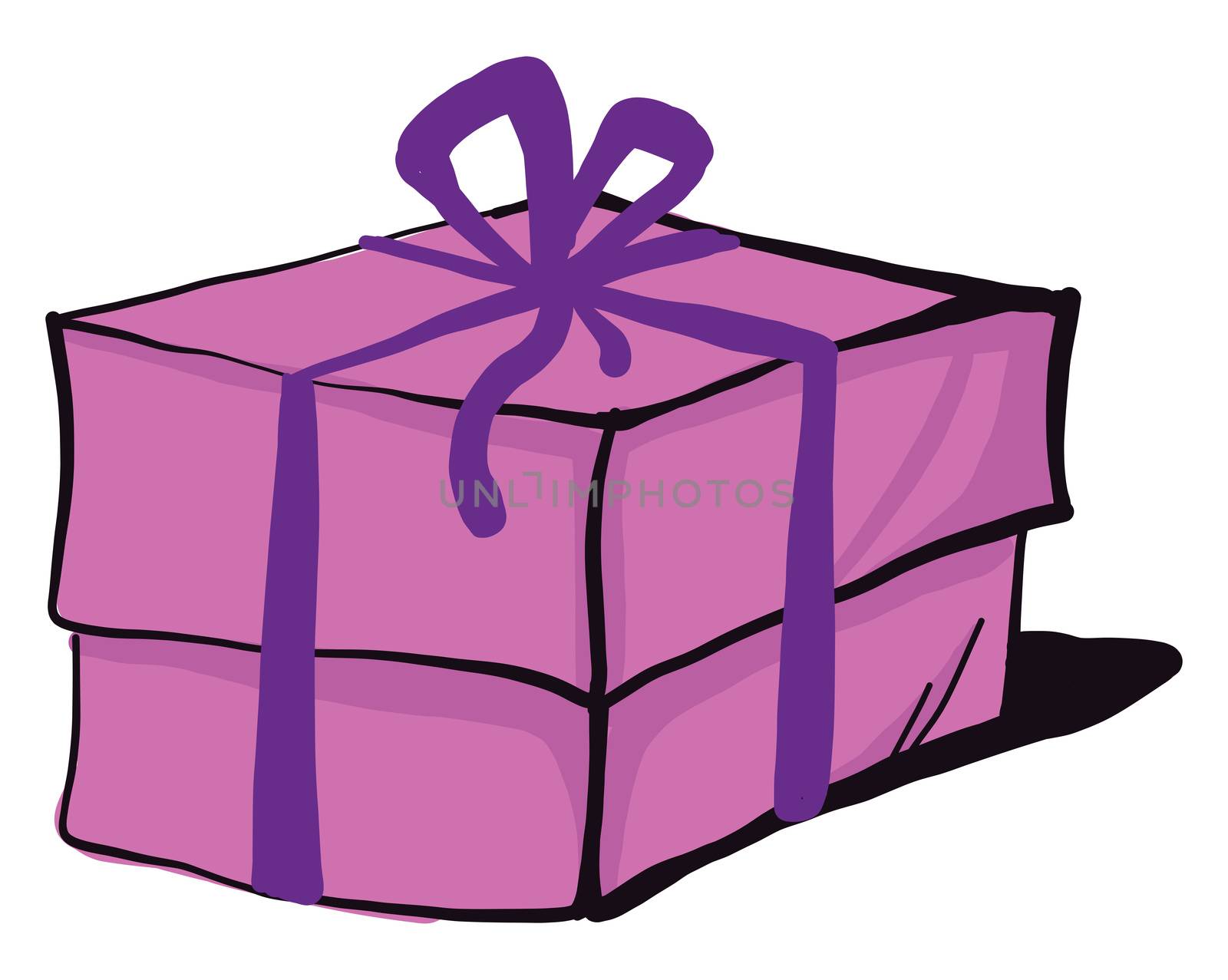 Pink birthday present , illustration, vector on white background