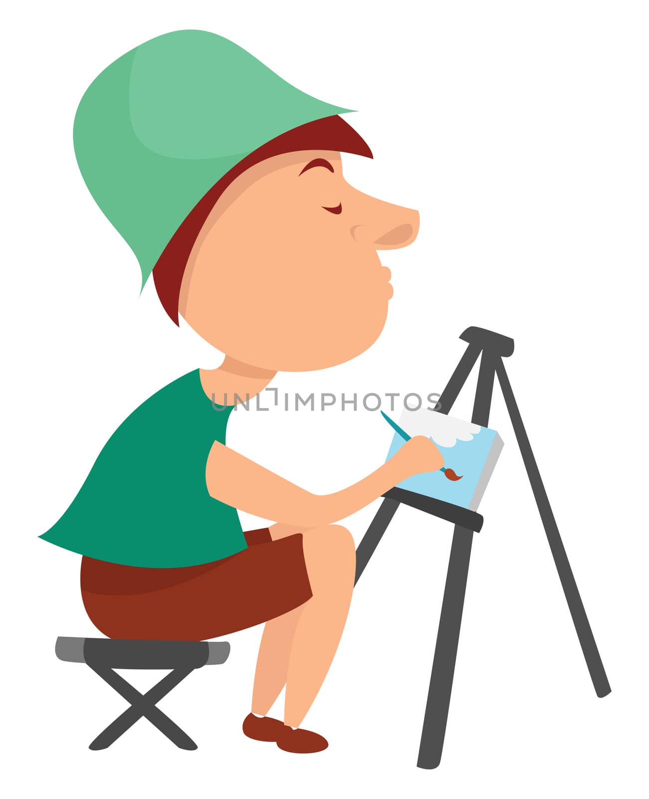 Plein air painting , illustration, vector on white background