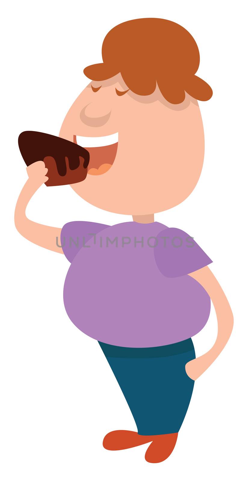 Man eating cake , illustration, vector on white background by Morphart