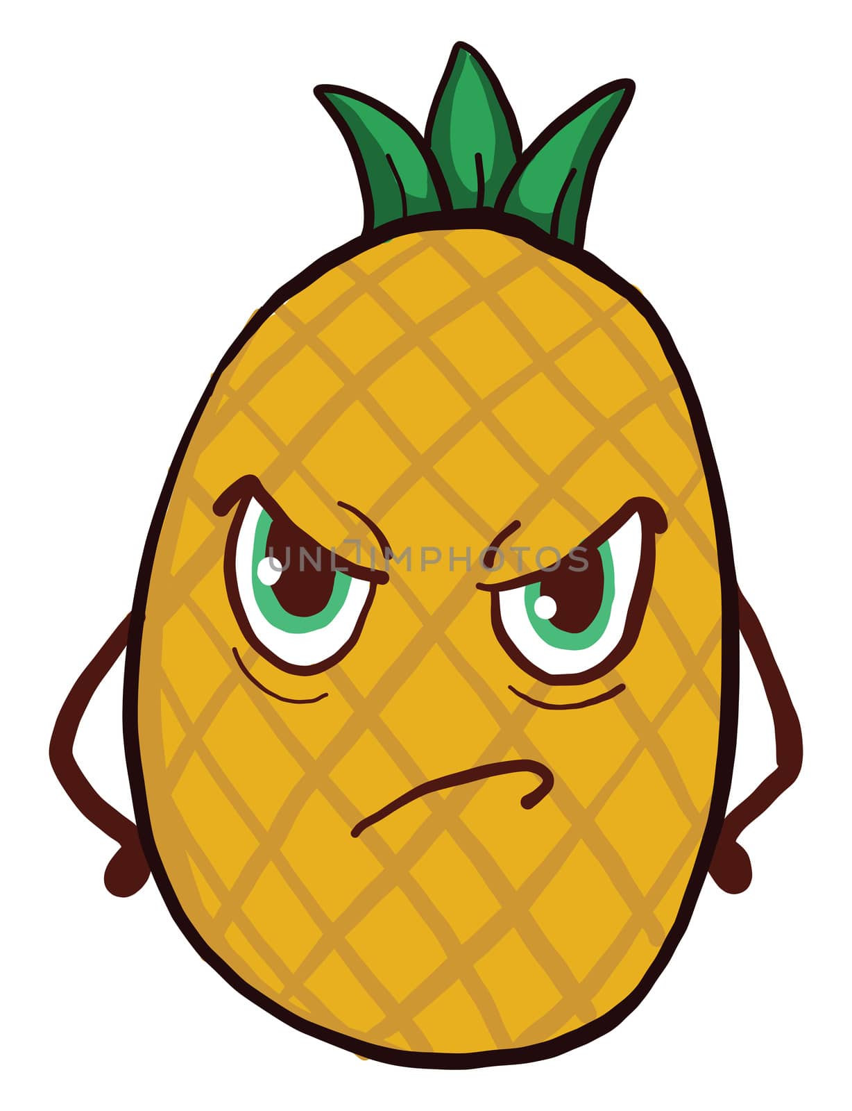 Angry pineapple , illustration, vector on white background by Morphart