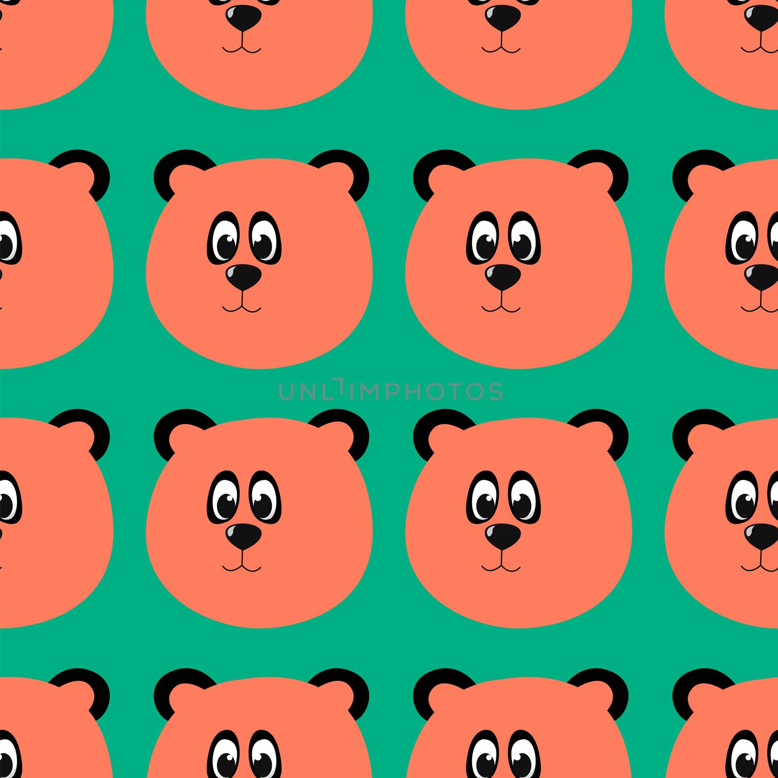 Bear head pattern , illustration, vector on white background