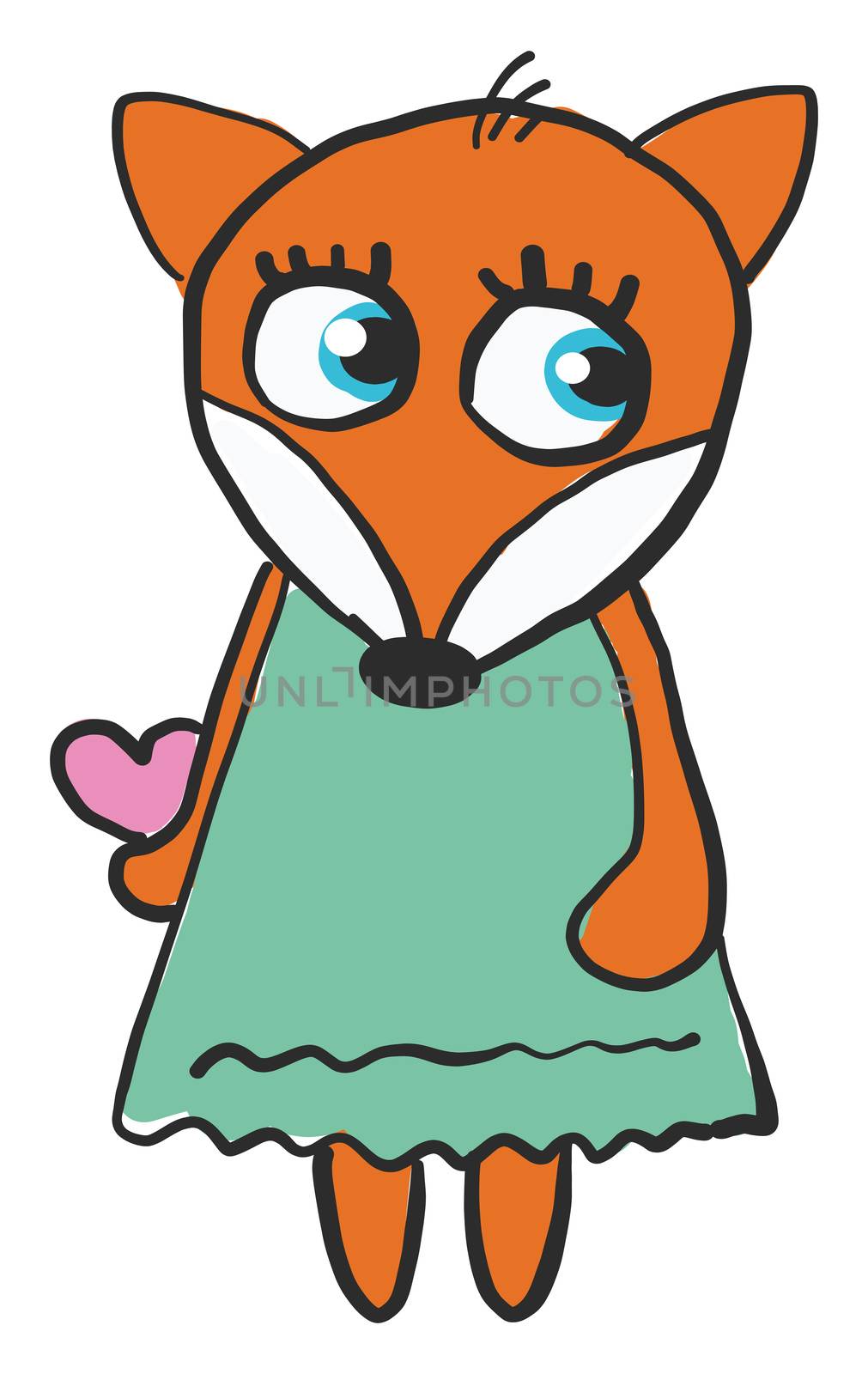 Cute little fox , illustration, vector on white background