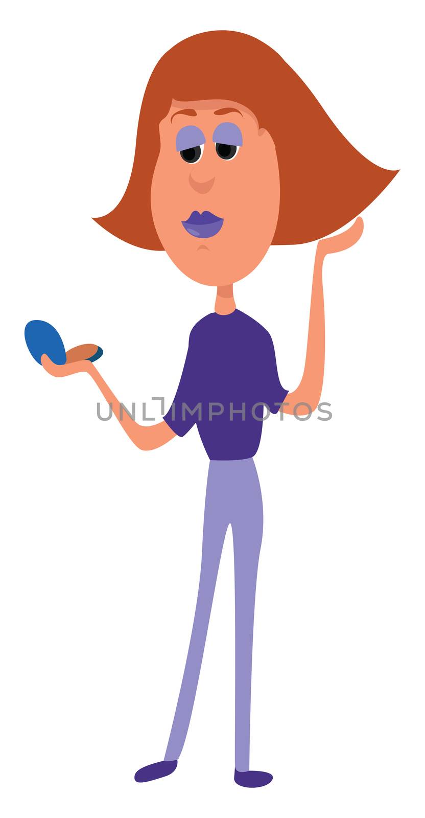 Woman with makeup , illustration, vector on white background