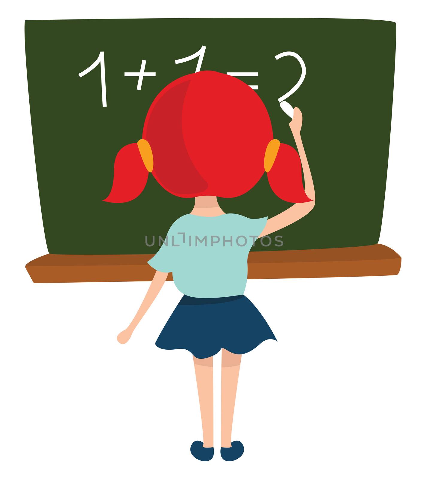 Girl doing math , illustration, vector on white background by Morphart