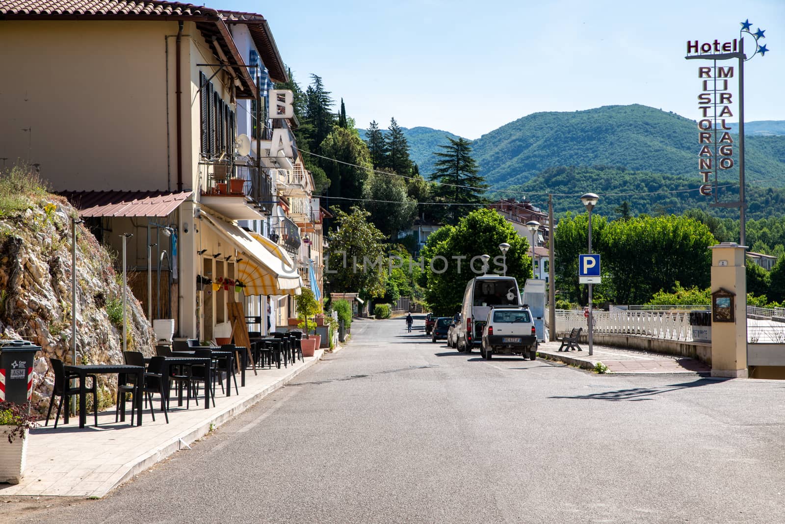 main street of the village of piediluco by carfedeph