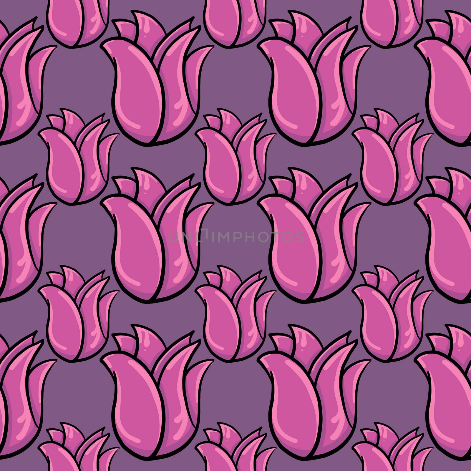 Pink tulips pattern , illustration, vector on white background by Morphart