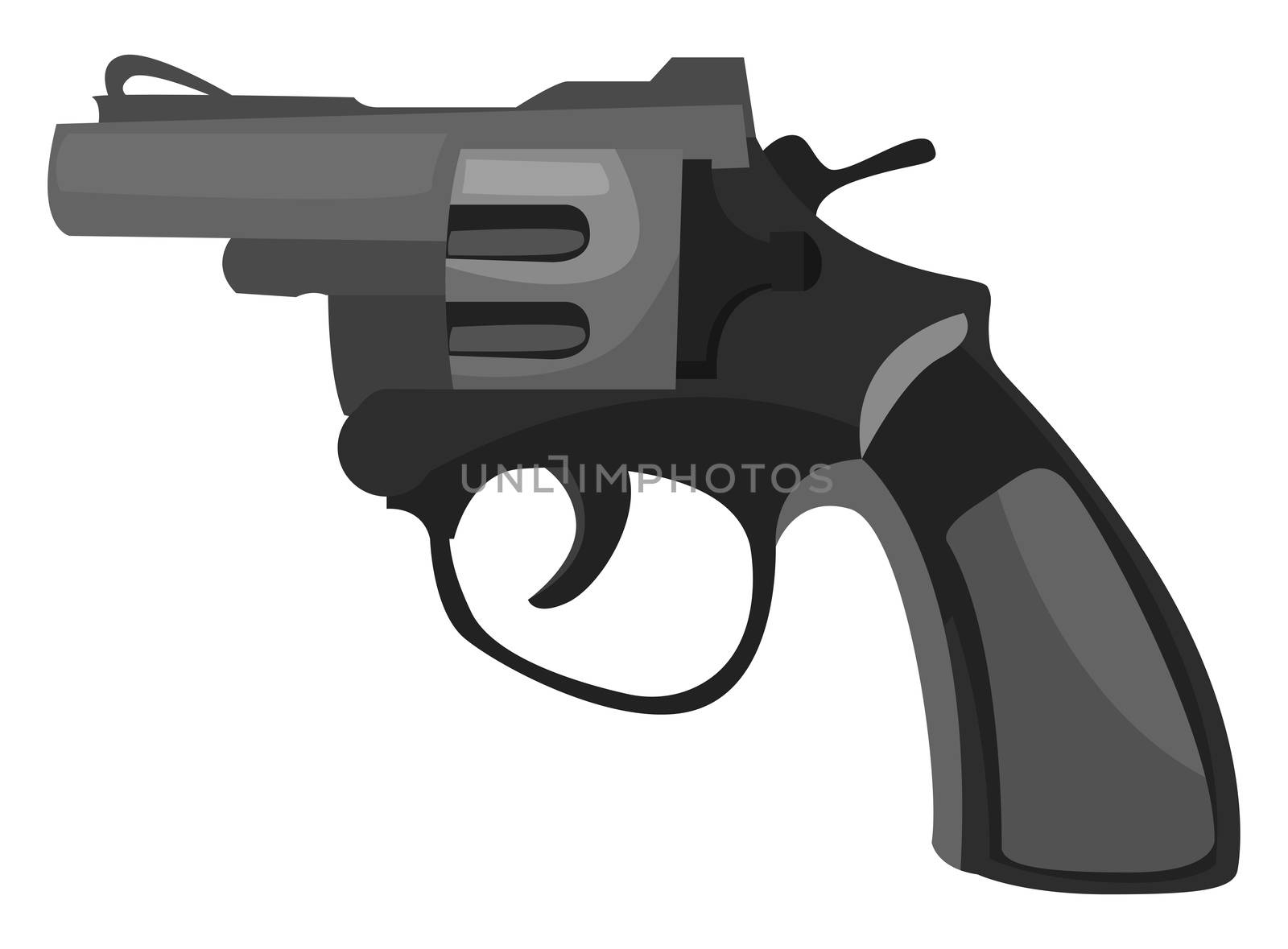 Black revolver , illustration, vector on white background by Morphart