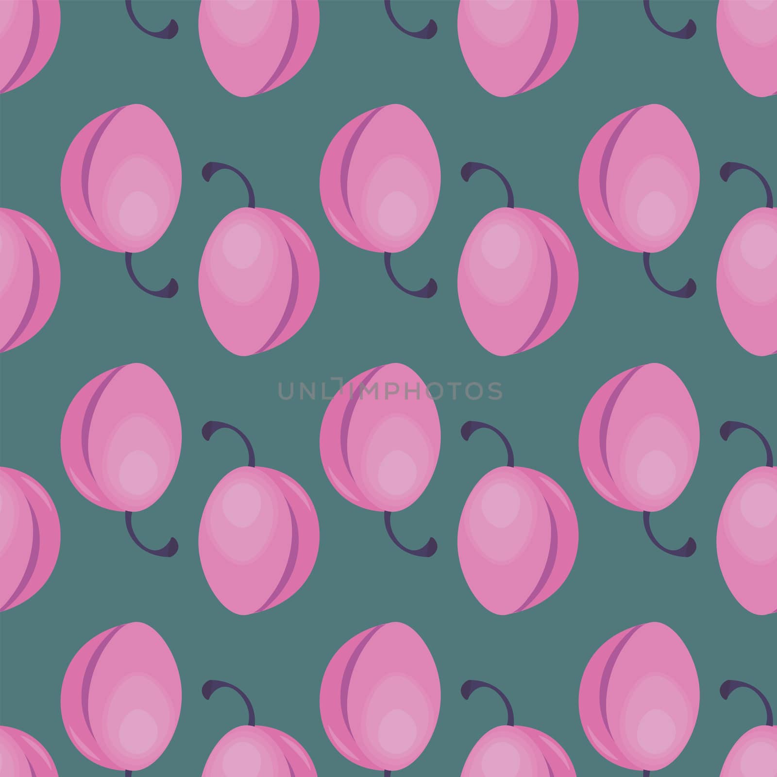 Plums pattern , illustration, vector on white background by Morphart