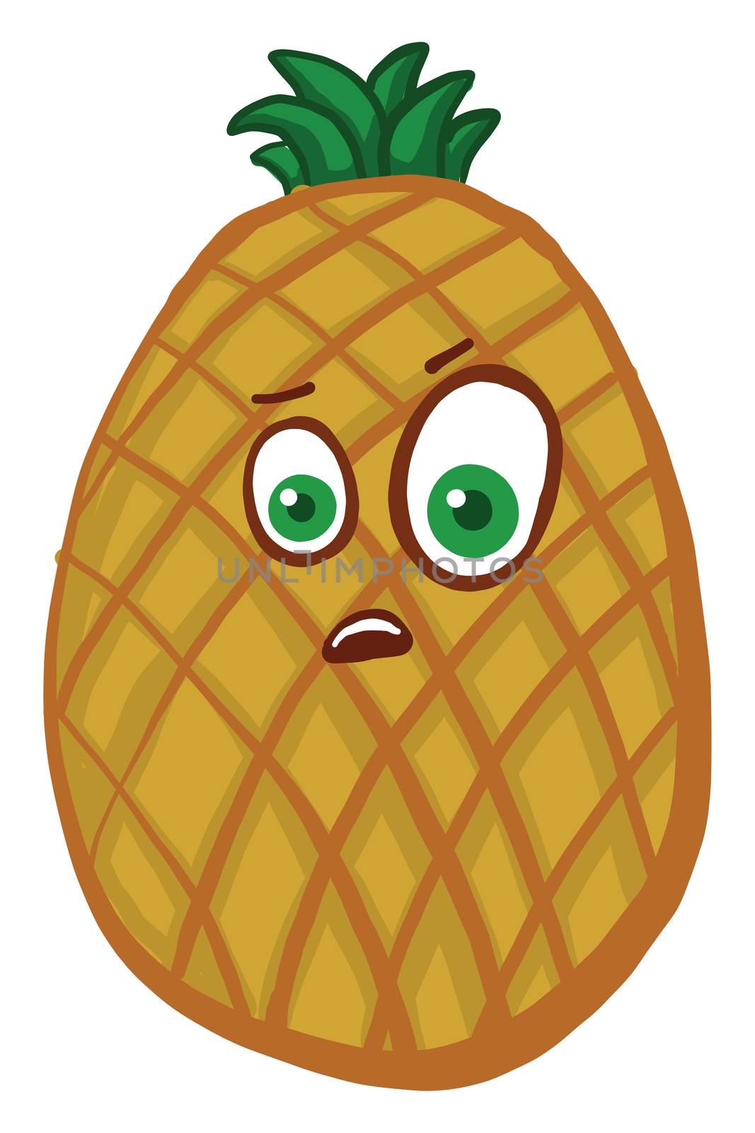 Scared pineapple , illustration, vector on white background by Morphart