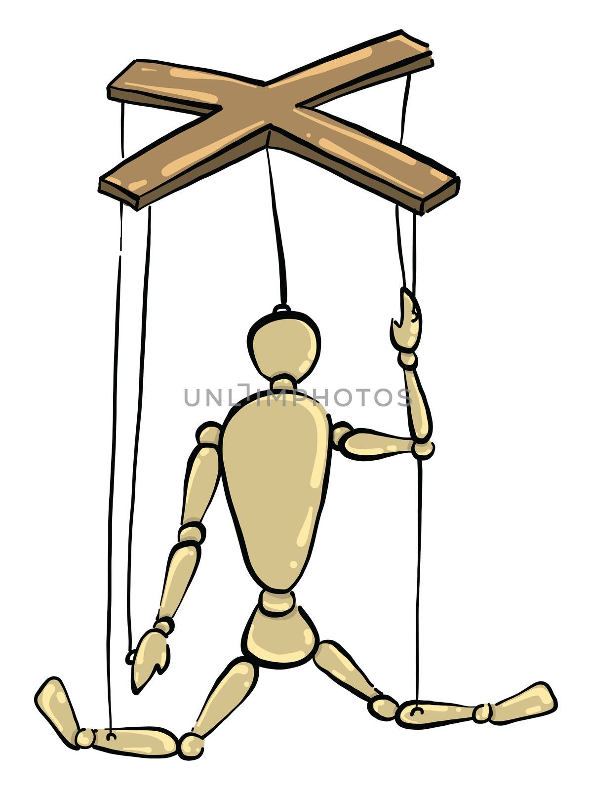 Puppet on ropes , illustration, vector on white background by Morphart