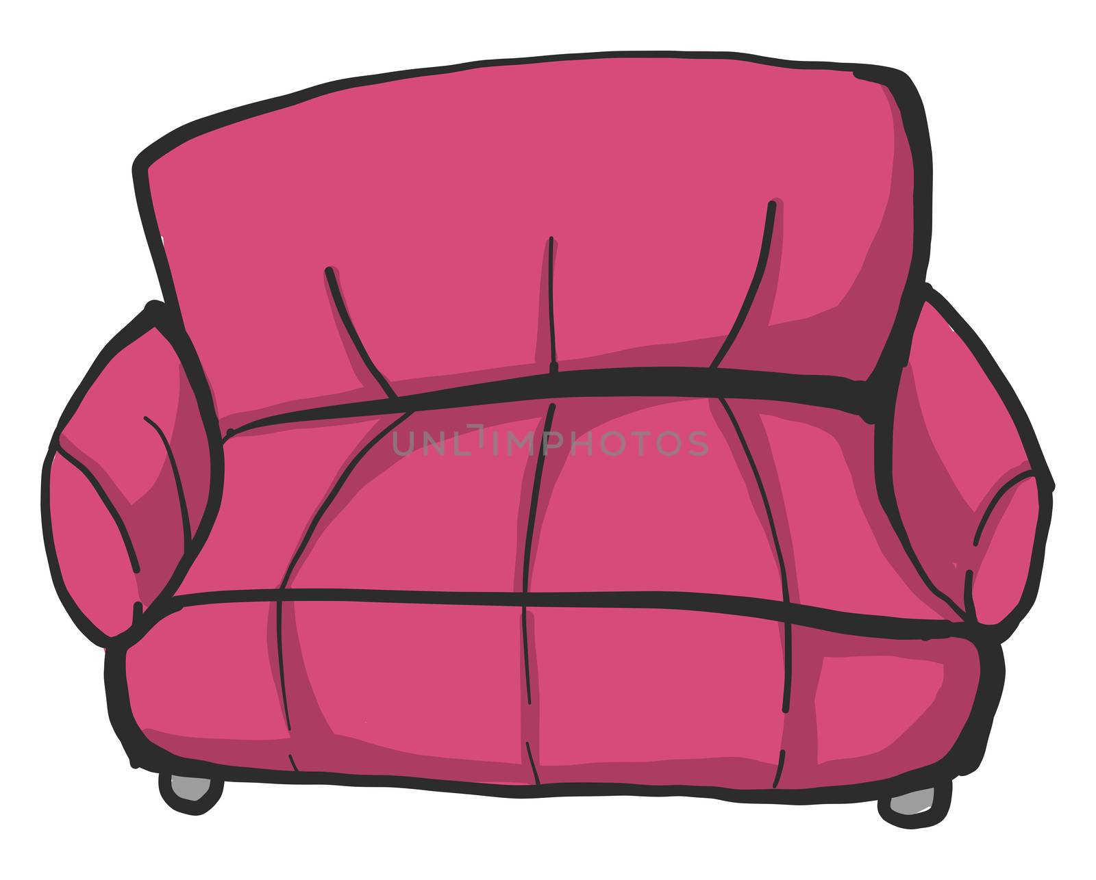 Pink sofa , illustration, vector on white background