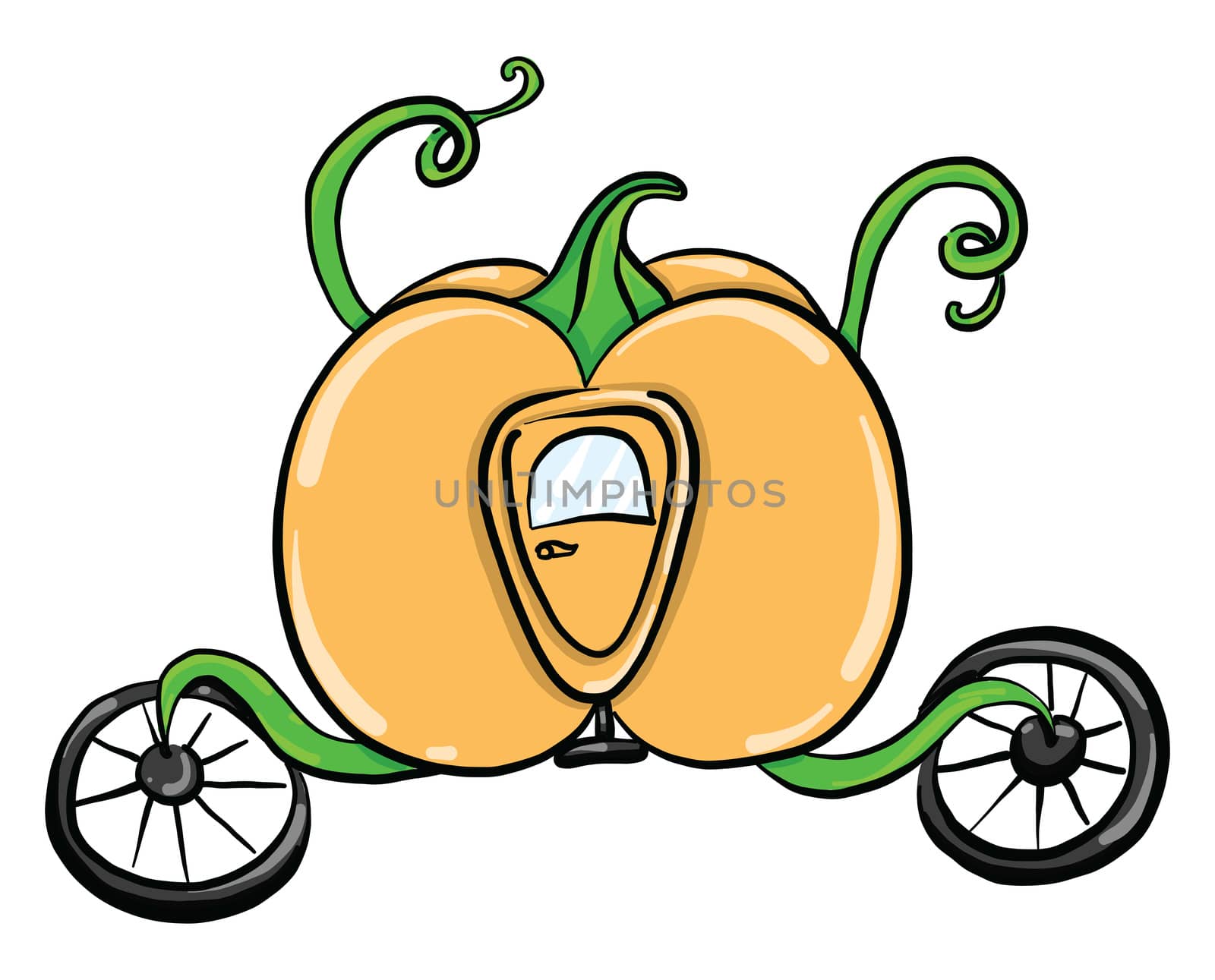 Pumpkin carriage , illustration, vector on white background by Morphart