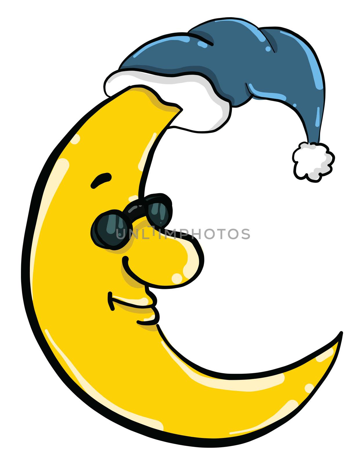 Sleepy moon , illustration, vector on white background