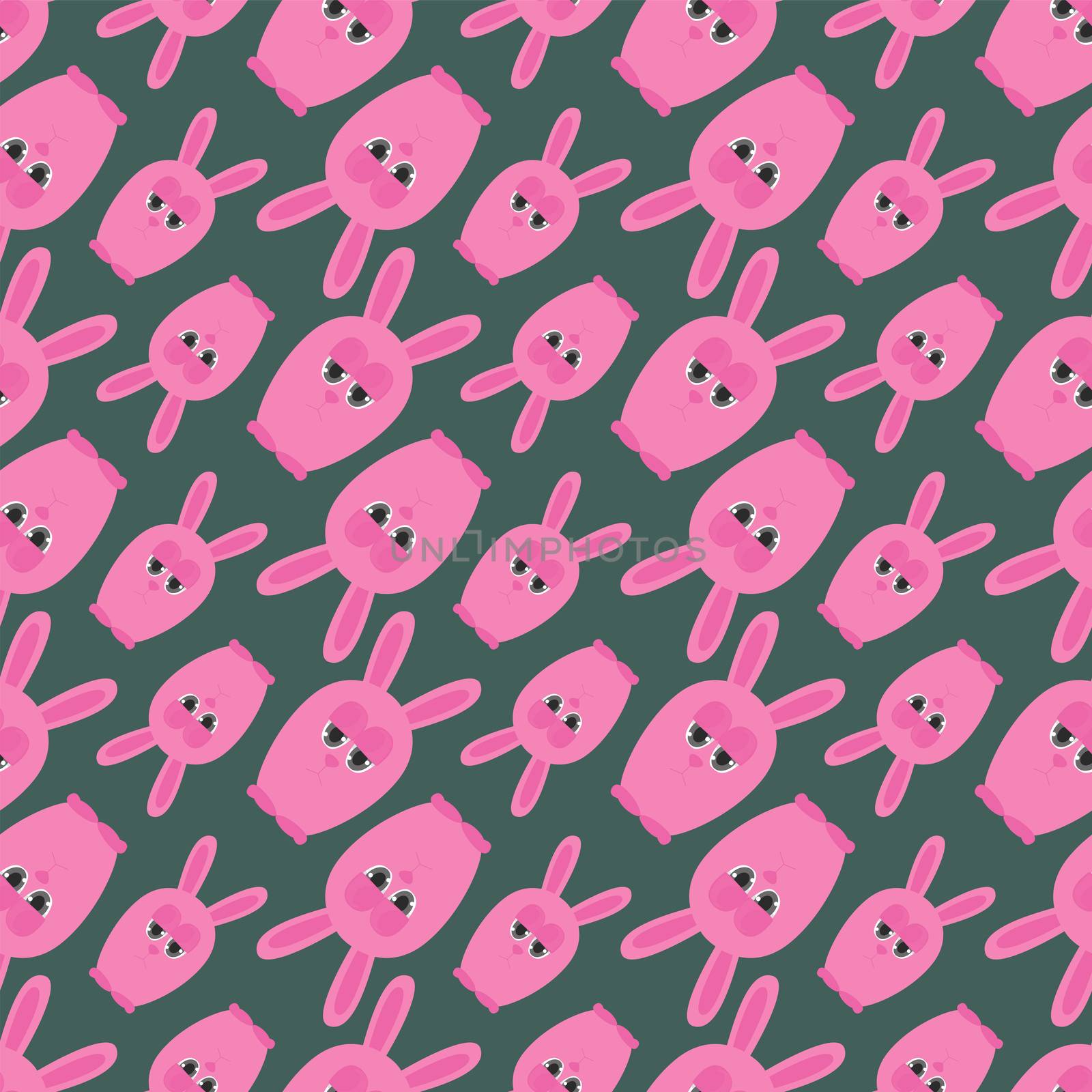 Cute rabbit pattern , illustration, vector on white background by Morphart