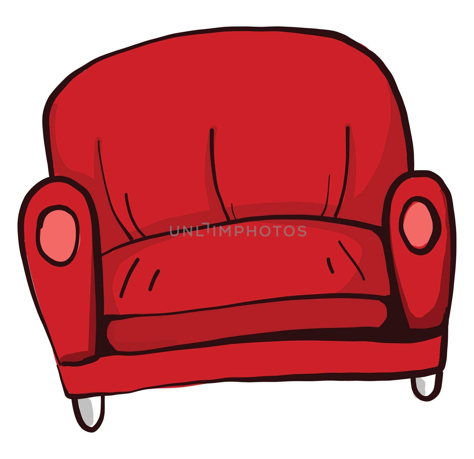 Red sofa , illustration, vector on white background by Morphart