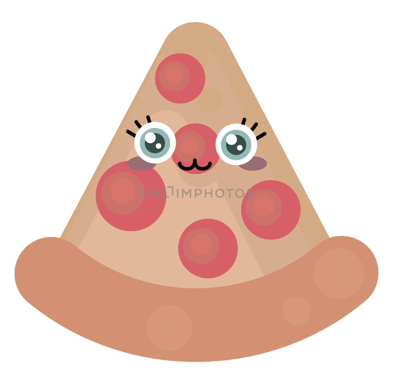 Cute pizza slice , illustration, vector on white background by Morphart