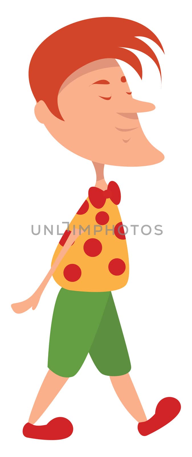 Man with polka shirt , illustration, vector on white background
