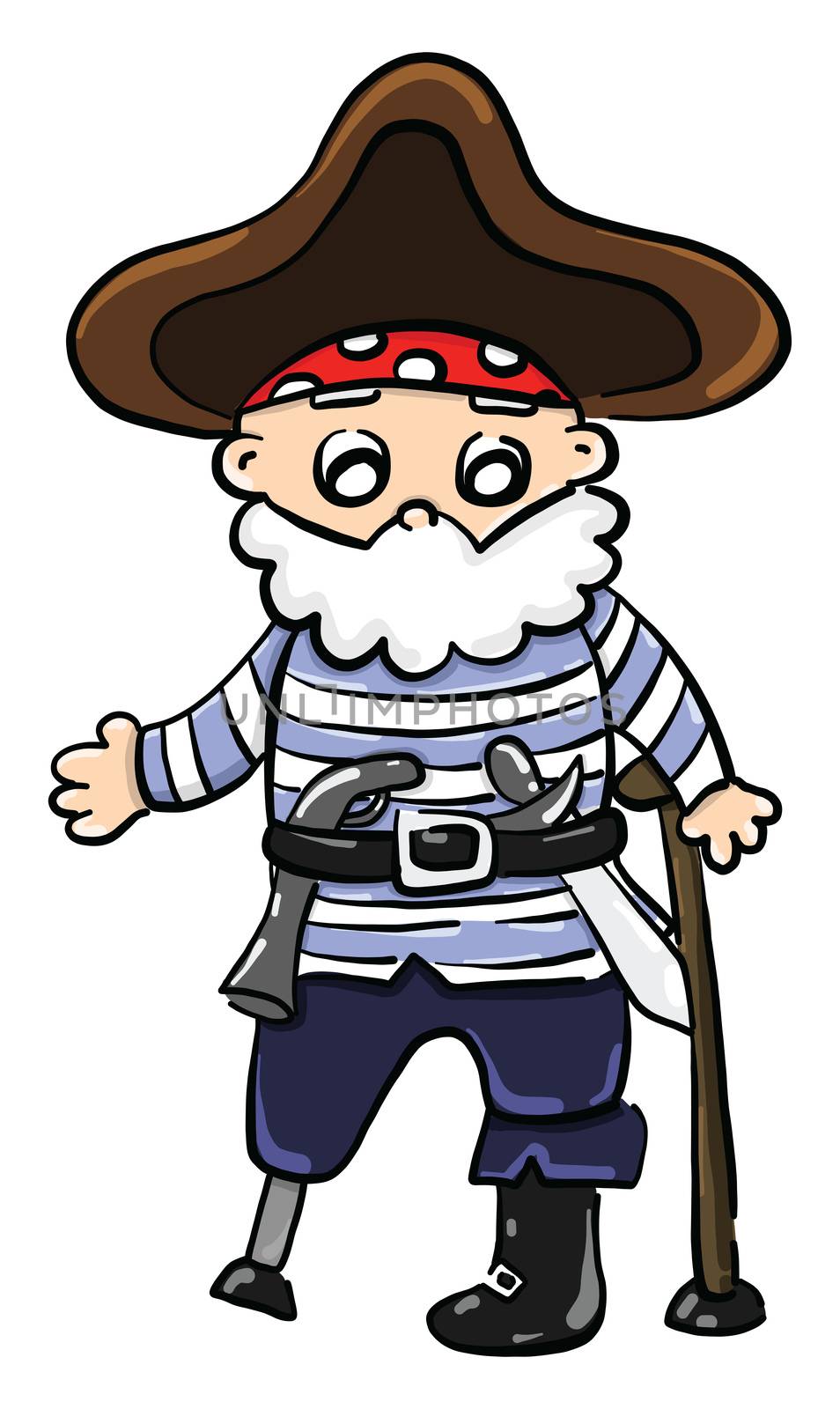 Old pirate man , illustration, vector on white background