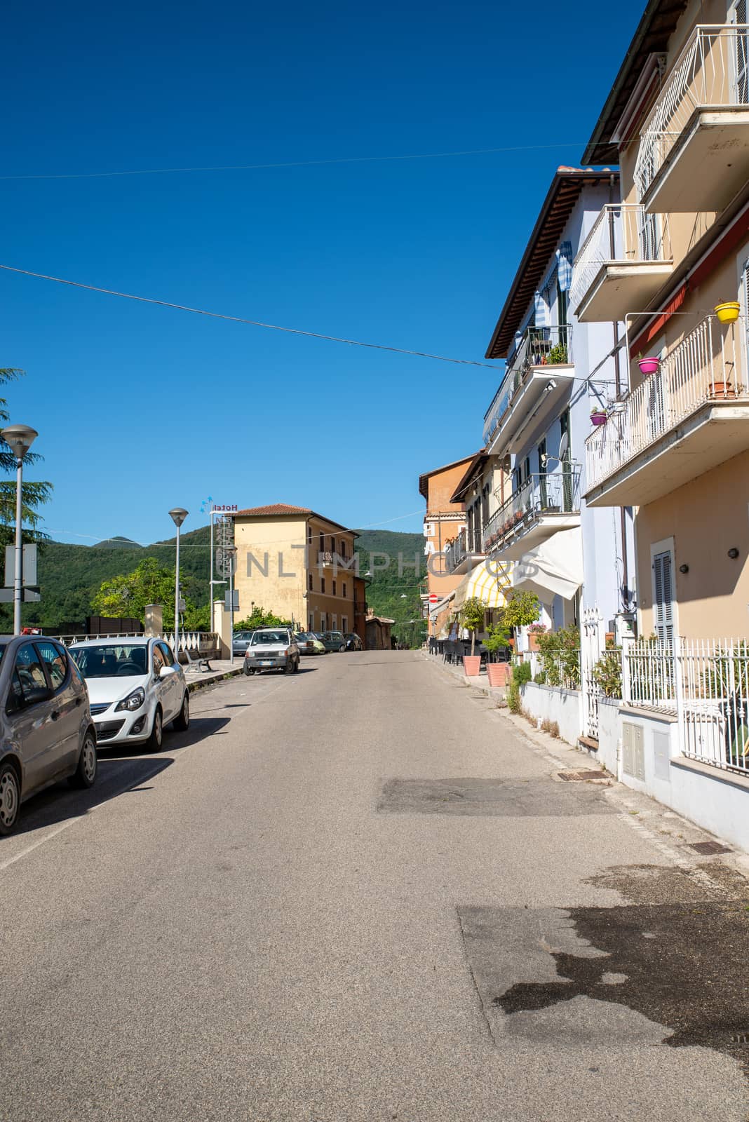 piediluco, italia 25 maggio 2020:main street in the country of piediluco in italy