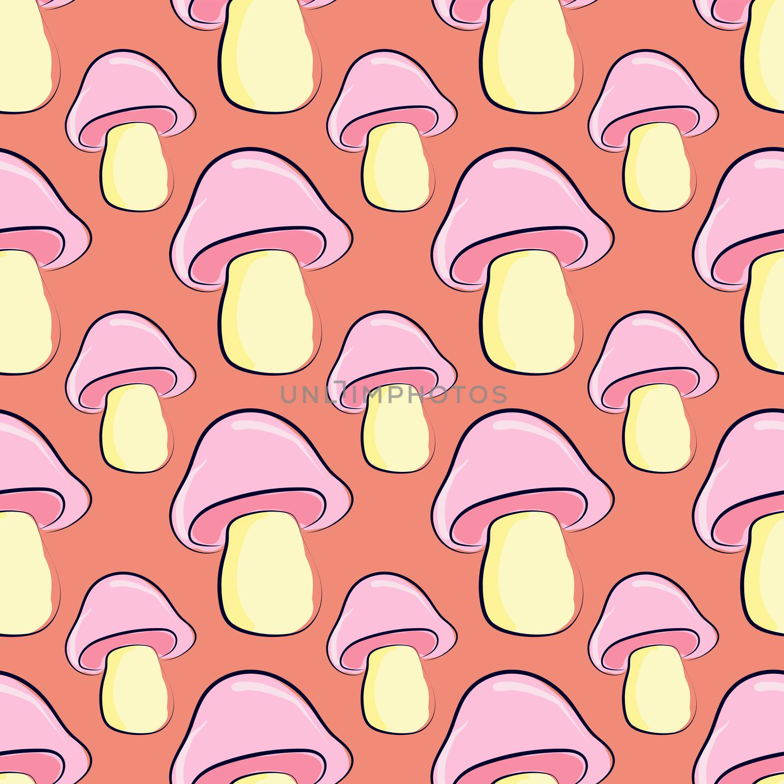 Mushrooms pattern , illustration, vector on white background by Morphart